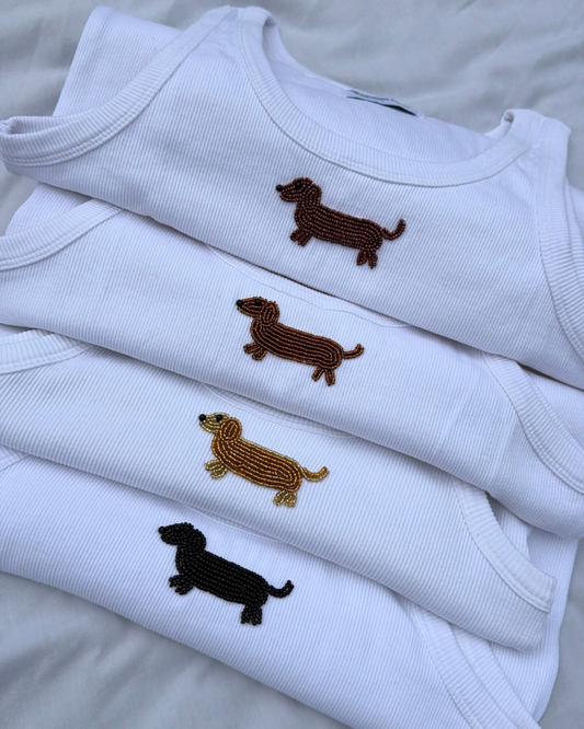 Beaded Dachshund Tanks (4 colors)