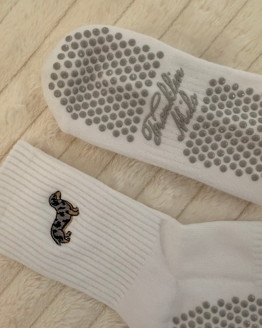 Embroidered Dachshund Grip Socks