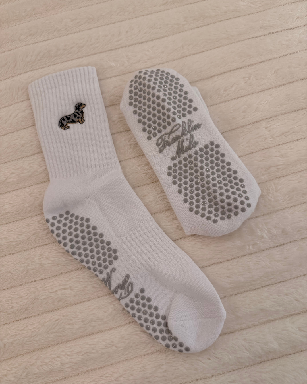 Embroidered Dachshund Grip Socks